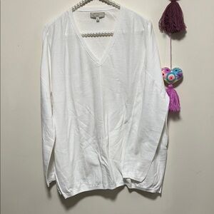 White V-Neck Sweater
